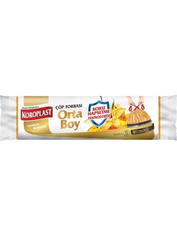 Koroplast Vanilya Kokulu Büzgülü Orta Boy Çöp Torbası 15'li